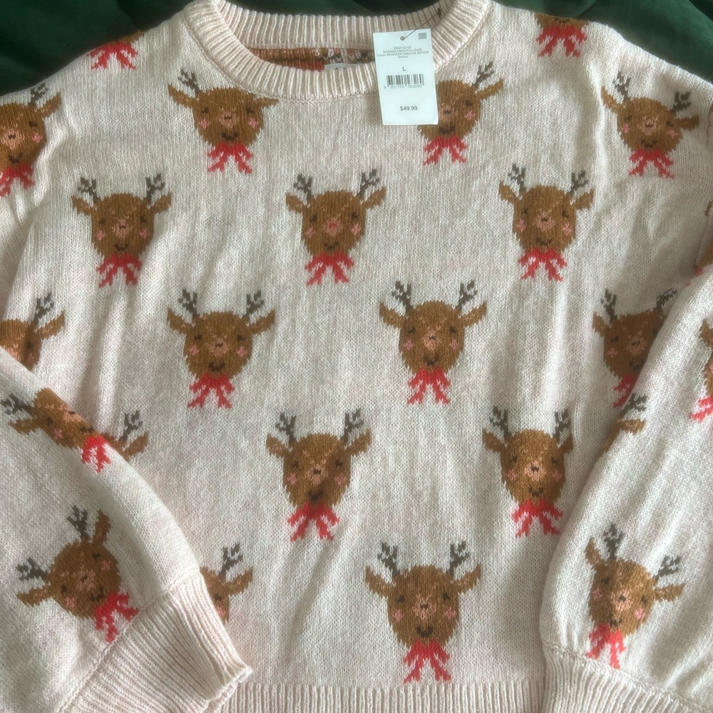 Brown Reindeer Faces Sweater